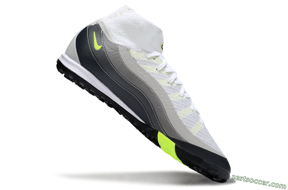 Nike Air Zoom Mercurial Superfly 10 Elite TF High-Tops Soccer Shoes - White/Grey/Yellow 4