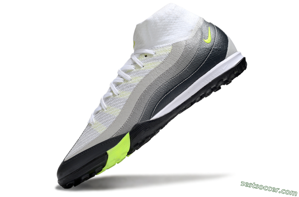 Nike Air Zoom Mercurial Superfly 10 Elite TF High-Tops Soccer Shoes - White/Grey/Yellow 5