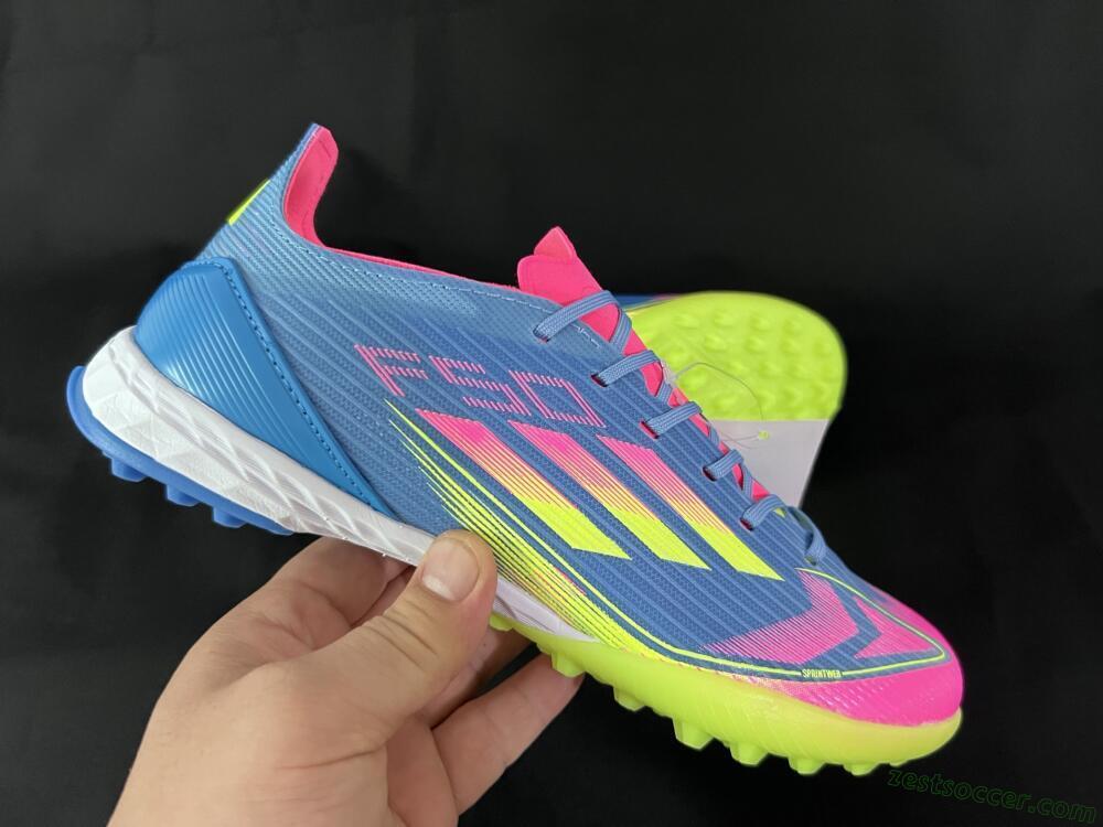 Adidas F50 Elite TF Low-Tops Soccer Shoes - Blue/Pink/Yellow