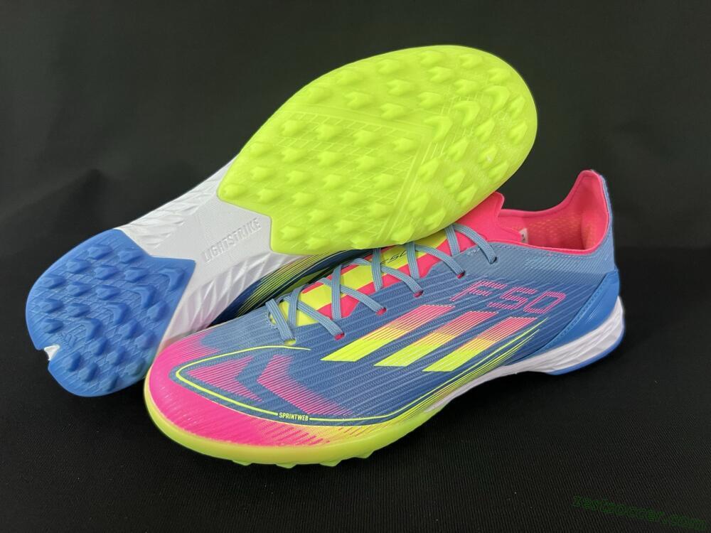 Adidas F50 Pro TF Low-Tops Soccer Shoes - Blue/Yellow/Pink