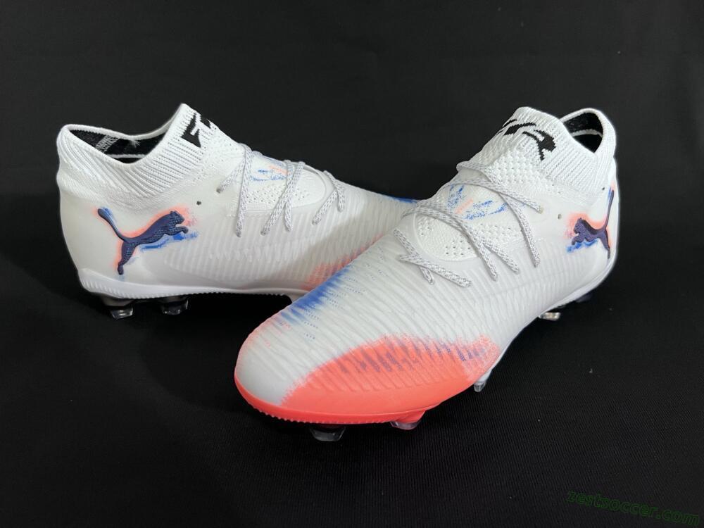 Puma Future 8 Ultimate FG Low-Tops Soccer Cleats - White/Pink/Blue