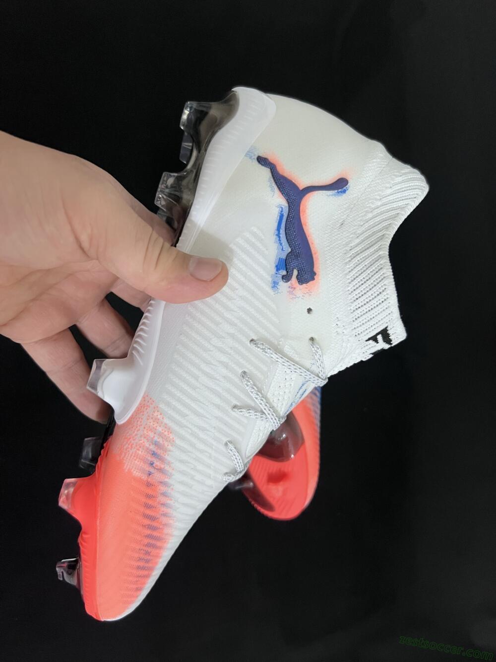 Puma Future 8 Ultimate FG Low-Tops Soccer Cleats - White/Pink/Blue