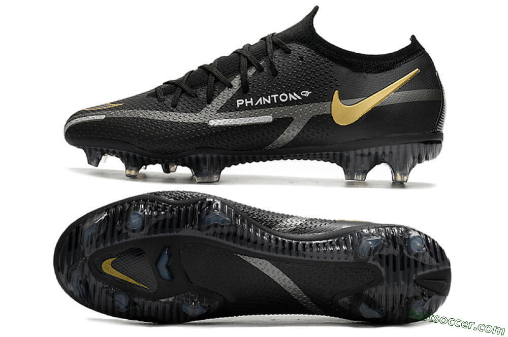 Nike Phantom GT 2 FG Low-Tops Soccer Cleats - Black/Silver/Gold 1