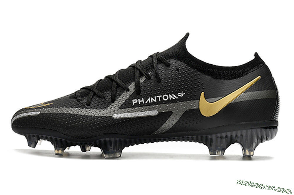 Nike Phantom GT 2 FG Low-Tops Soccer Cleats - Black/Silver/Gold 2