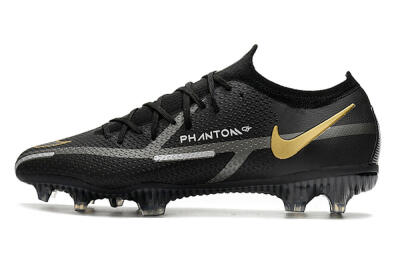 Nike Phantom GT 2 FG Low-Tops Soccer Cleats - Black/Silver/Gold