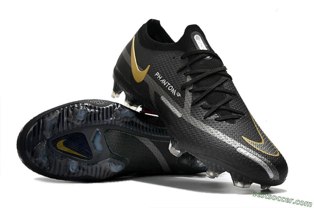 Nike Phantom GT 2 FG Low-Tops Soccer Cleats - Black/Silver/Gold 3