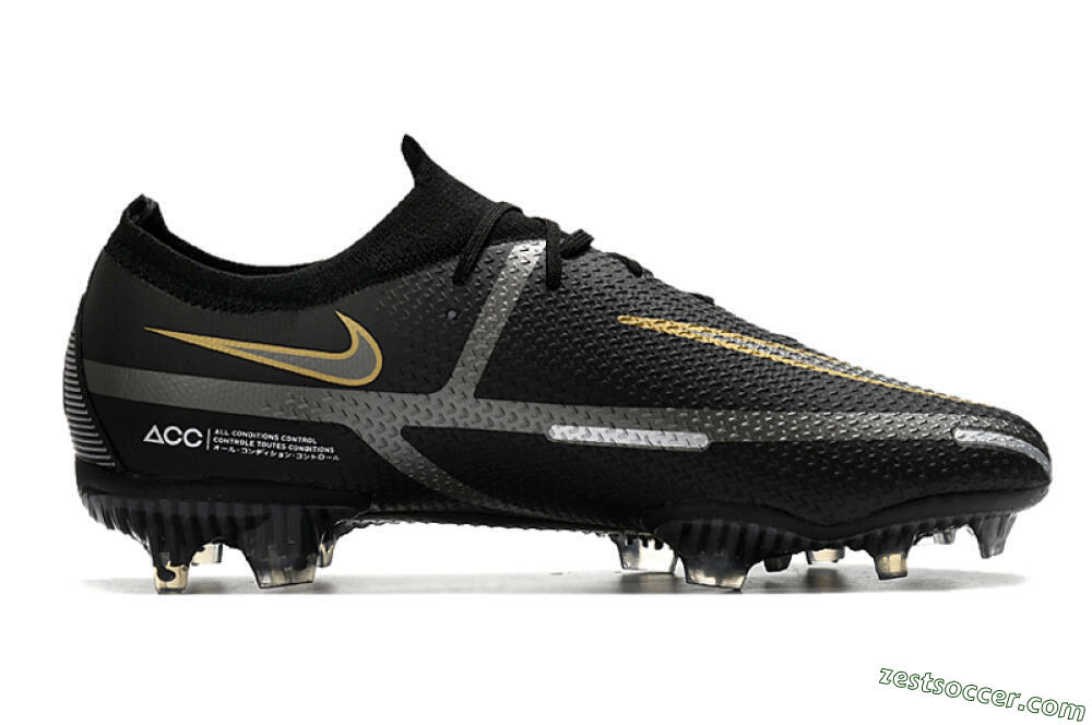 Nike Phantom GT 2 FG Low-Tops Soccer Cleats - Black/Silver/Gold 7