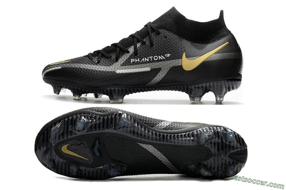 Nike Phantom GT 2 DF FG High-Tops Soccer Cleats - Black/Silver/Gold 1