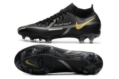 Nike Phantom GT 2 DF FG High-Tops Soccer Cleats - Black/Silver/Gold