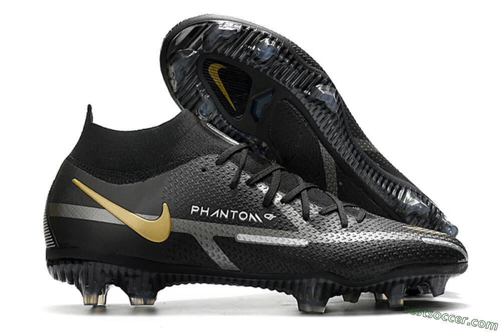 Nike Phantom GT 2 DF FG High-Tops Soccer Cleats - Black/Silver/Gold 0
