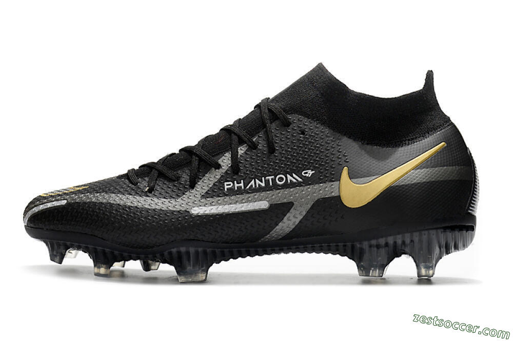 Nike Phantom GT 2 DF FG High-Tops Soccer Cleats - Black/Silver/Gold 2