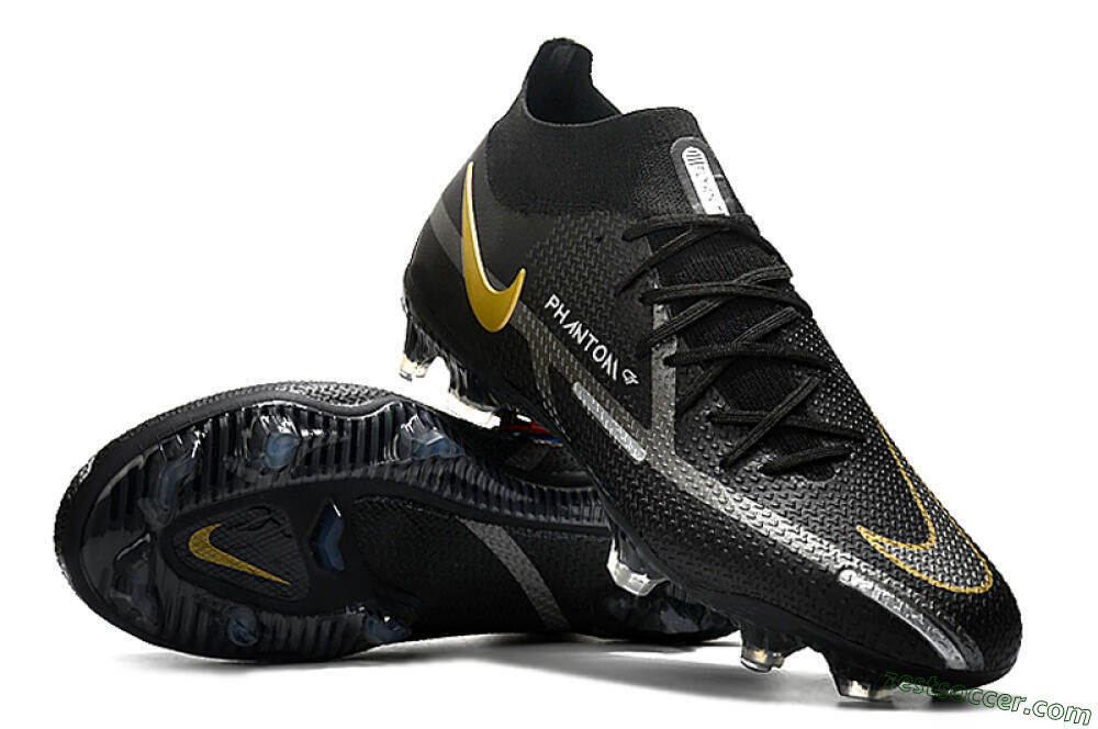 Nike Phantom GT 2 DF FG High-Tops Soccer Cleats - Black/Silver/Gold 3