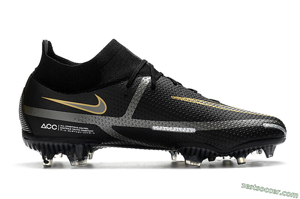 Nike Phantom GT 2 DF FG High-Tops Soccer Cleats - Black/Silver/Gold 7