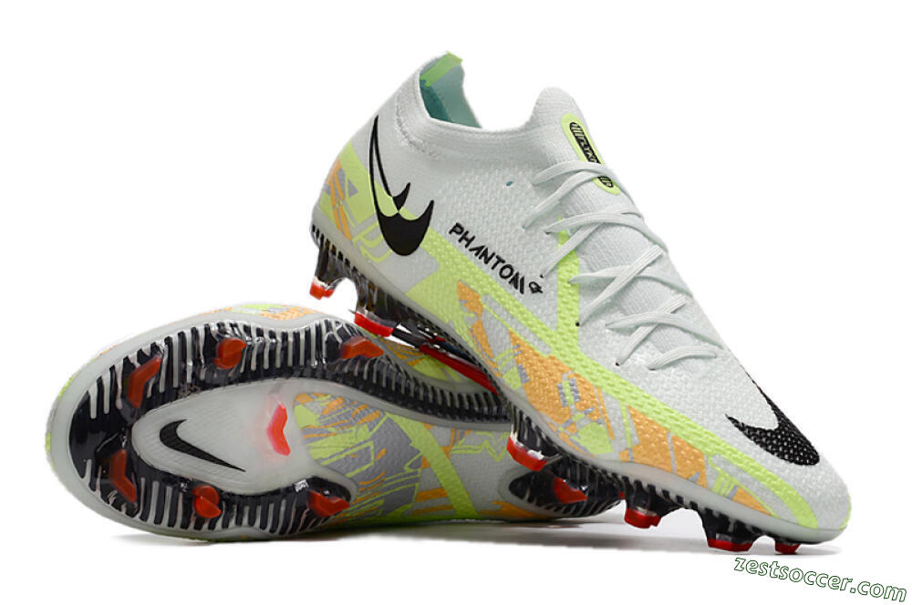 Nike Phantom GT 2 Elite FG Low-Tops Soccer Cleats - White/Green 3