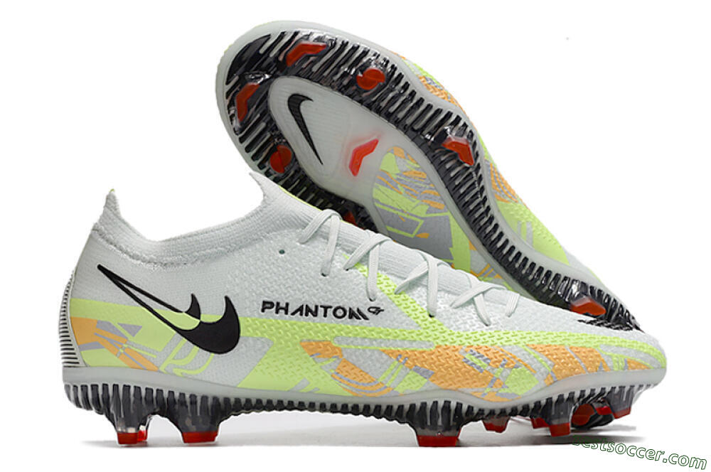 Nike Phantom GT 2 Elite FG Low-Tops Soccer Cleats - White/Green 0