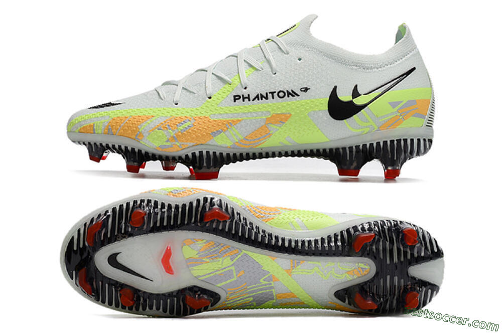 Nike Phantom GT 2 Elite FG Low-Tops Soccer Cleats - White/Green 1