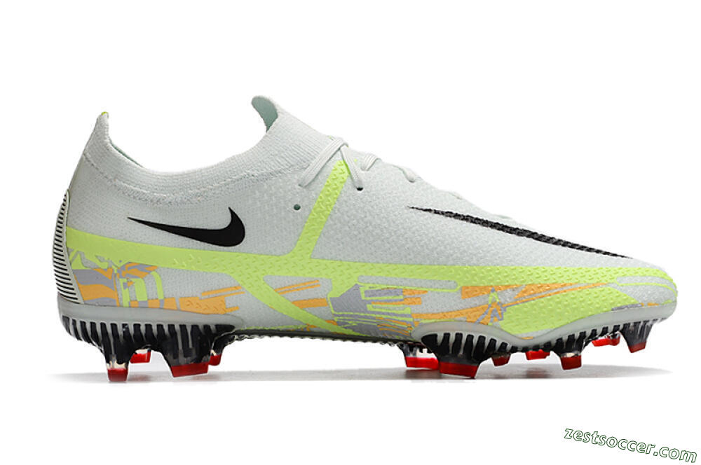 Nike Phantom GT 2 Elite FG Low-Tops Soccer Cleats - White/Green 6