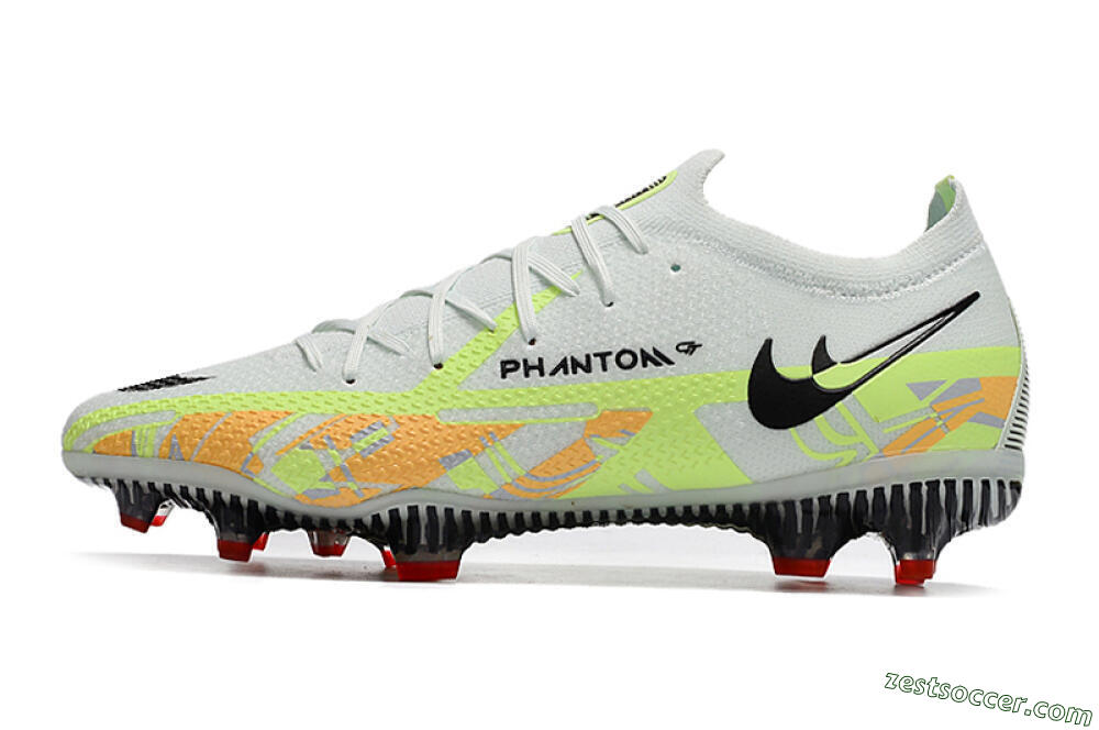 Nike Phantom GT 2 Elite FG Low-Tops Soccer Cleats - White/Green 2
