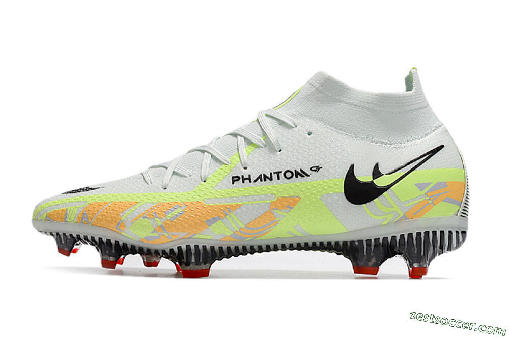 Nike Phantom GT 2 DF Elite FG High-Tops Soccer Cleats - White/Green 2