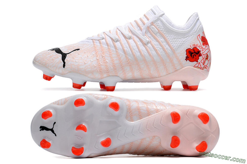 Puma Future Z 1.4 Liberty FG Low-Tops Soccer Cleats - White/Pink/Red 1