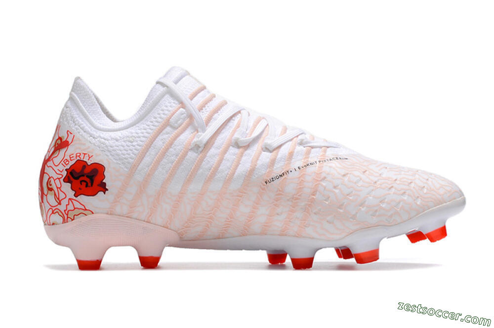 Puma Future Z 1.4 Liberty FG Low-Tops Soccer Cleats - White/Pink/Red 4