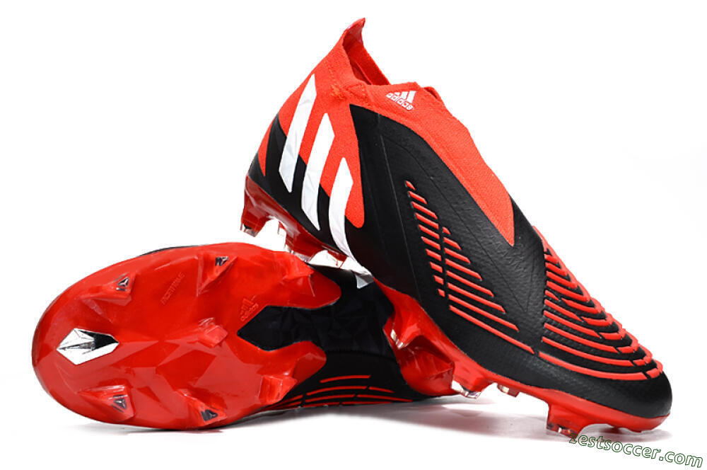 Adidas Predator Edge Geometric+ FG High-Tops Soccer Cleats - Red/Black/White 3