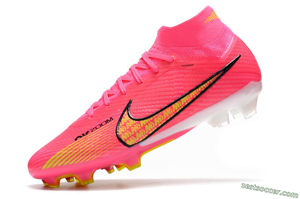 Nike Air Zoom Mercurial Superfly 9 Elite FG High-Tops Soccer Cleats - Red/Black/Yellow 5