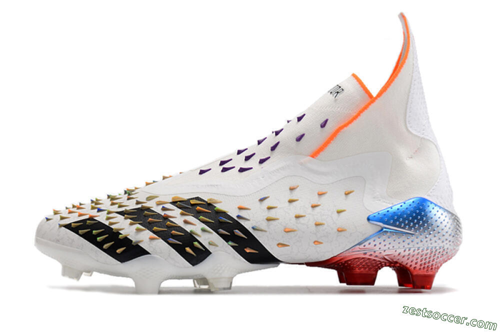 Adidas Predator Freak + FG High-Tops Soccer Cleats - White/Black 2