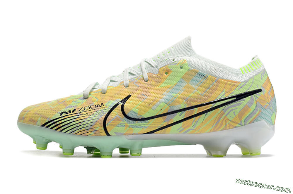 Nike Air Zoom Mercurial Vapor 15 Elite AG Low-Tops Soccer Cleats - White/Green/Orange 2