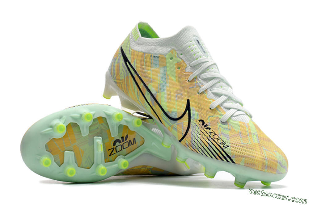 Nike Air Zoom Mercurial Vapor 15 Elite AG Low-Tops Soccer Cleats - White/Green/Orange 3