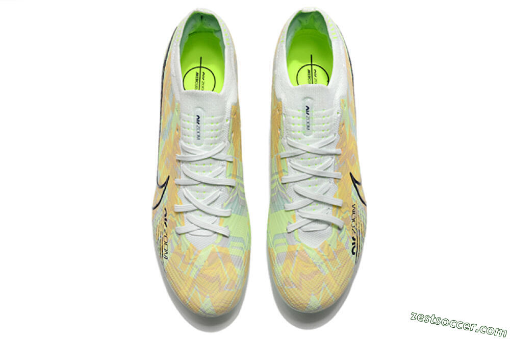 Nike Air Zoom Mercurial Vapor 15 Elite AG Low-Tops Soccer Cleats - White/Green/Orange 4