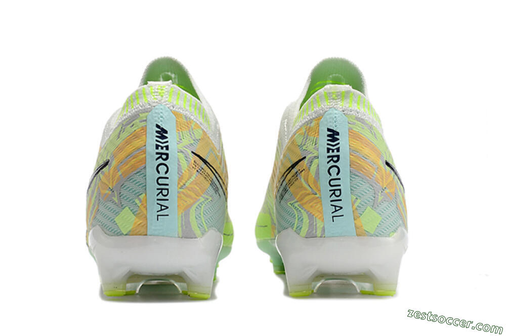 Nike Air Zoom Mercurial Vapor 15 Elite AG Low-Tops Soccer Cleats - White/Green/Orange 5
