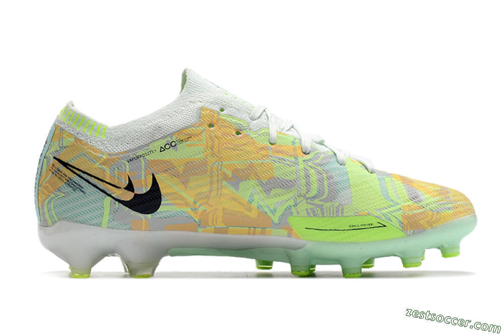 Nike Air Zoom Mercurial Vapor 15 Elite AG Low-Tops Soccer Cleats - White/Green/Orange 7