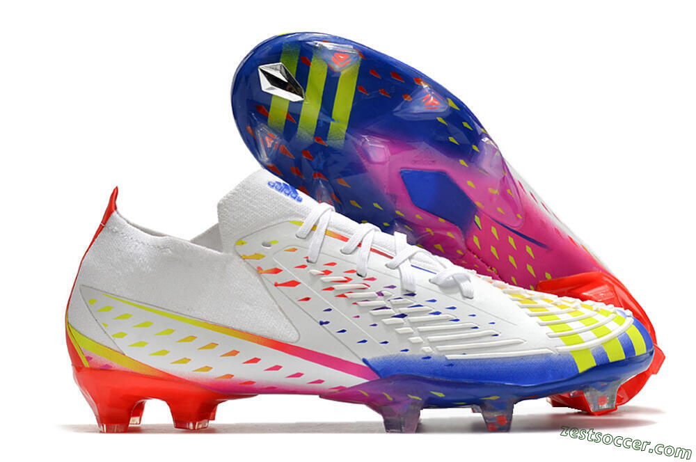Adidas Predator FIFA World Cup Qatar 2022 Edge+ FG Low-Tops Soccer Cleats - White/Red/Blue 0