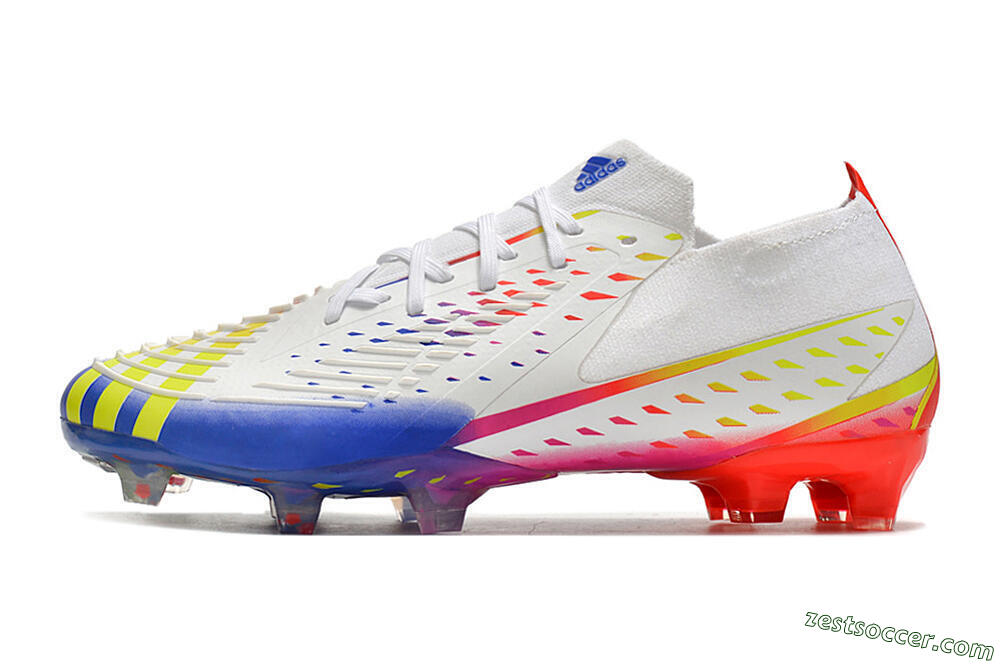 Adidas Predator FIFA World Cup Qatar 2022 Edge+ FG Low-Tops Soccer Cleats - White/Red/Blue 2