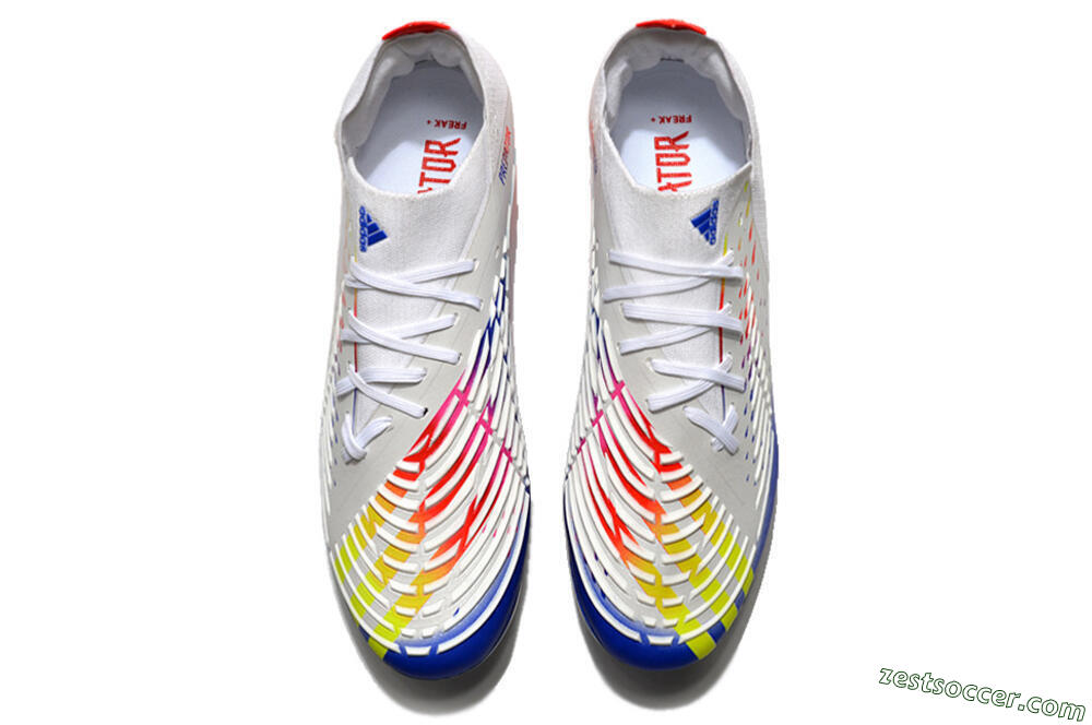 Adidas Predator FIFA World Cup Qatar 2022 Edge+ FG Low-Tops Soccer Cleats - White/Red/Blue 4