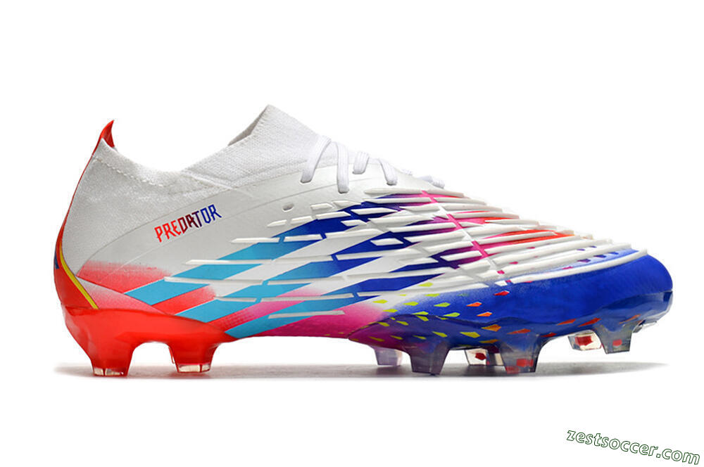Adidas Predator FIFA World Cup Qatar 2022 Edge+ FG Low-Tops Soccer Cleats - White/Red/Blue 7