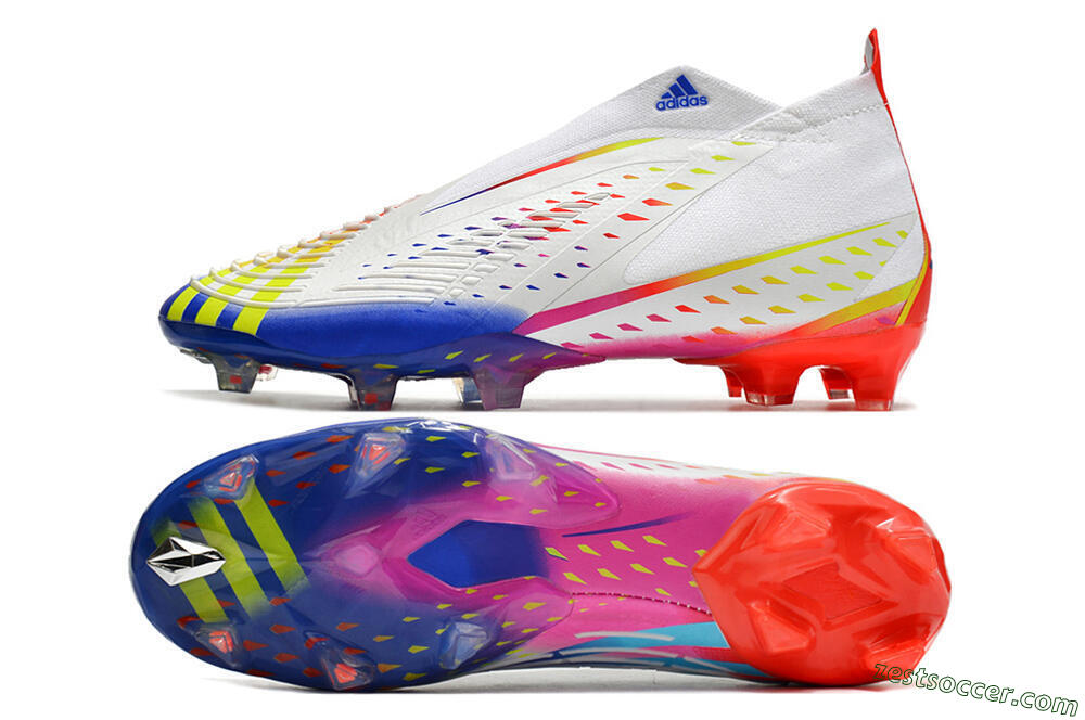 Adidas Predator FIFA World Cup Qatar 2022 Edge+ FG High-Tops Soccer Cleats - White/Red/Blue 1