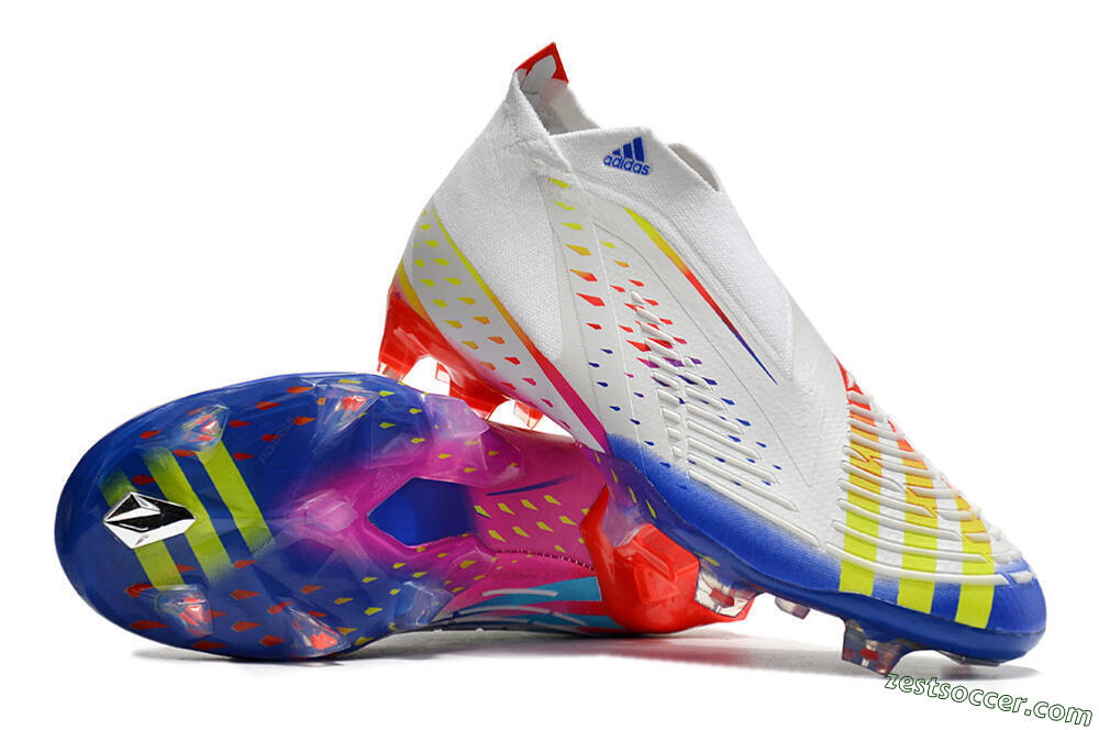 Adidas Predator FIFA World Cup Qatar 2022 Edge+ FG High-Tops Soccer Cleats - White/Red/Blue 3