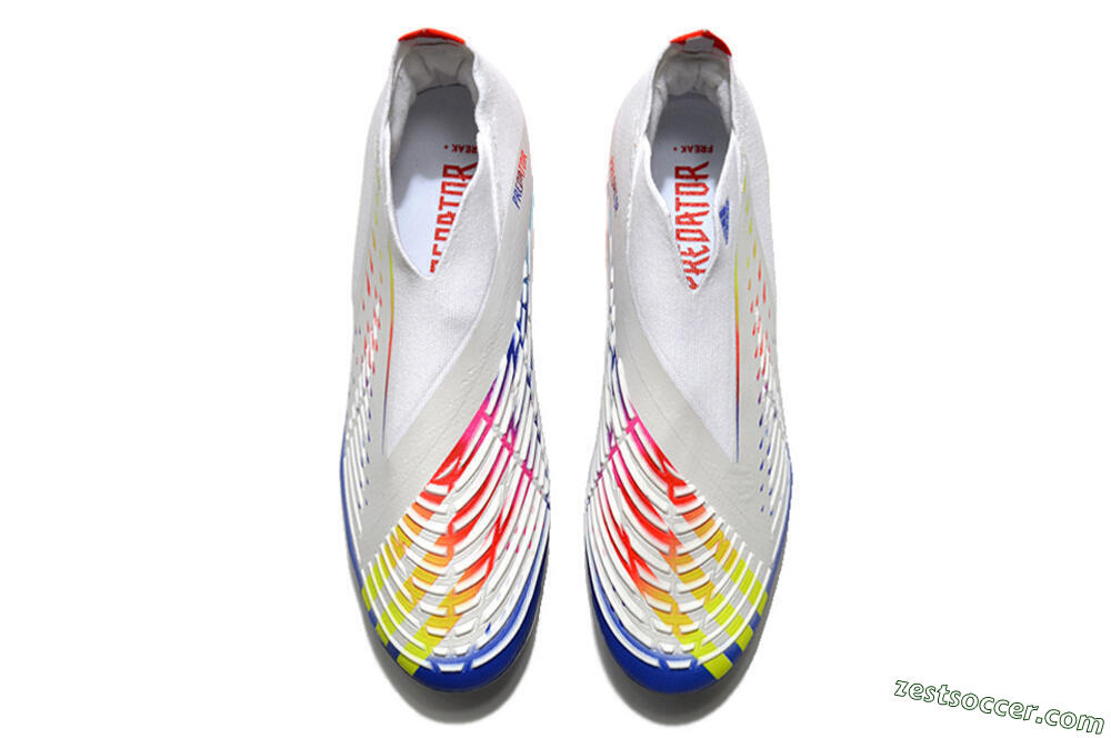 Adidas Predator FIFA World Cup Qatar 2022 Edge+ FG High-Tops Soccer Cleats - White/Red/Blue 4