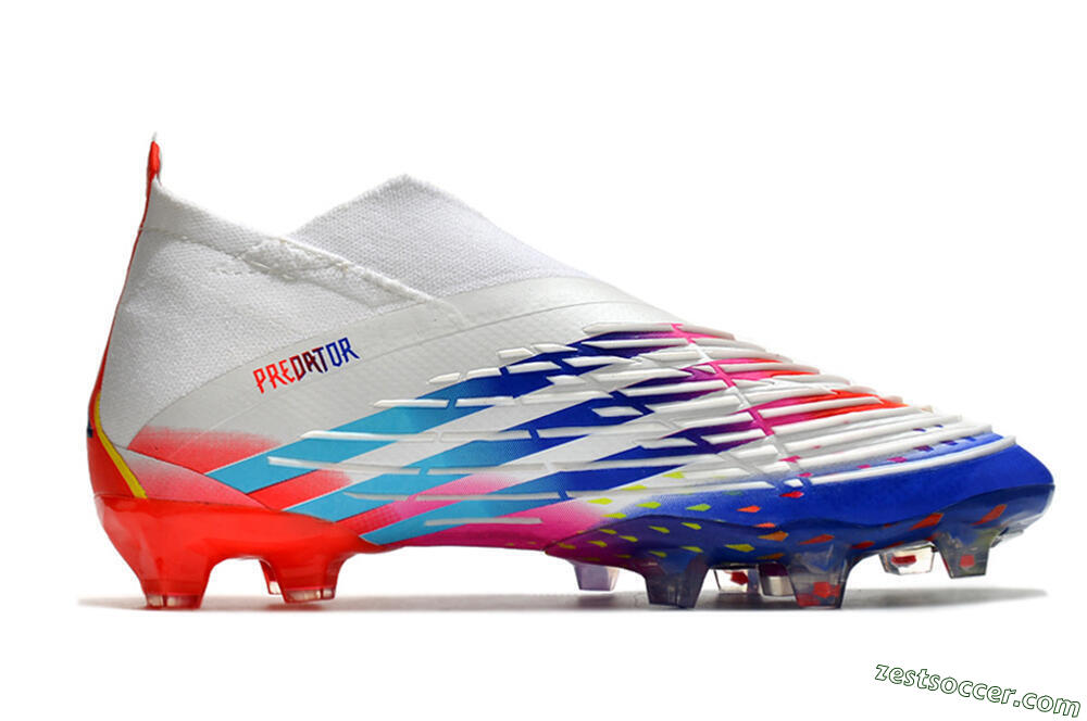 Adidas Predator FIFA World Cup Qatar 2022 Edge+ FG High-Tops Soccer Cleats - White/Red/Blue 7
