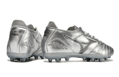 Mizuno Morelia Neo AG Low-Tops Soccer Cleats - Silver