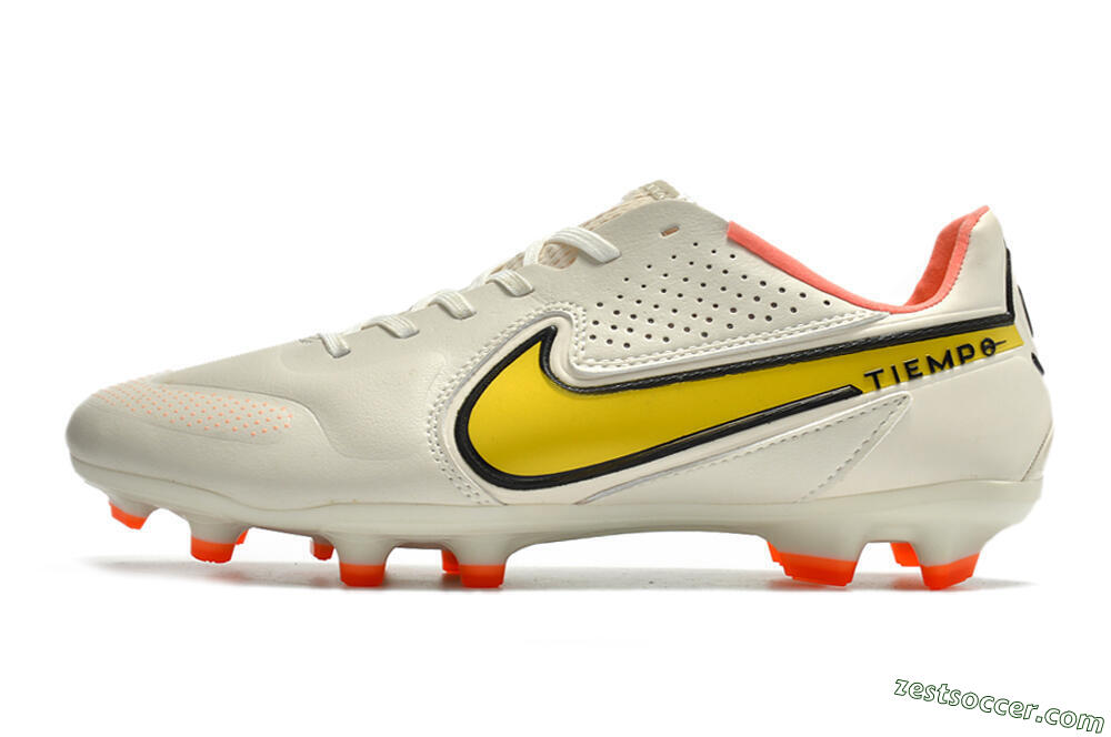 Nike Tiempo Legend 9 Elite FG Low-Tops Soccer Cleats - White/Yellow 2