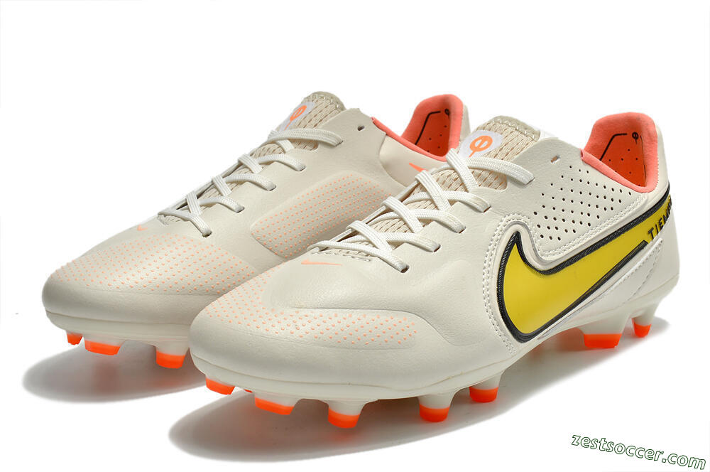 Nike Tiempo Legend 9 Elite FG Low-Tops Soccer Cleats - White/Yellow 5