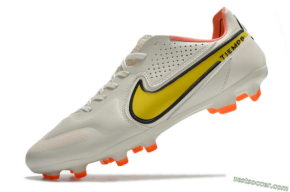 Nike Tiempo Legend 9 Elite FG Low-Tops Soccer Cleats - White/Yellow 8