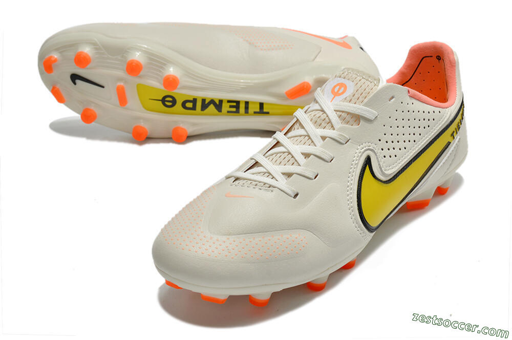 Nike Tiempo Legend 9 Elite FG Low-Tops Soccer Cleats - White/Yellow 3