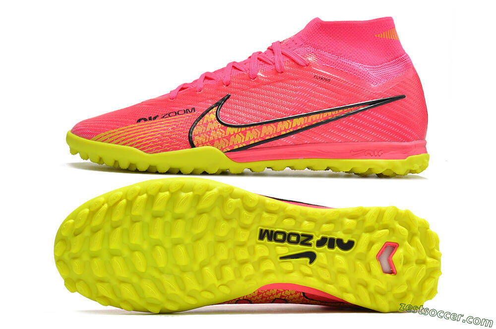 Nike Mercurial Superfly 9 Elite TF High-Tops Soccer Shoes - Pink/Yellow 1