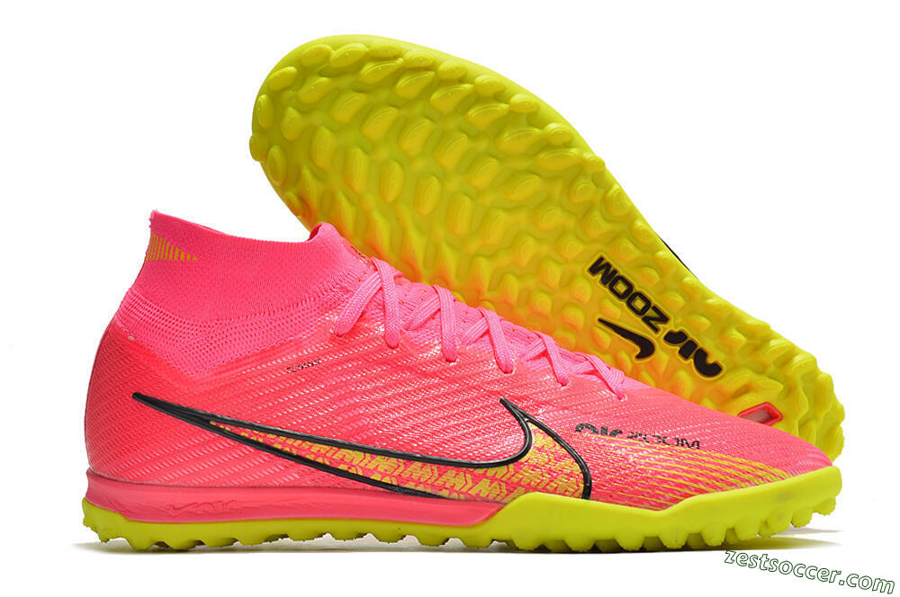 Nike Mercurial Superfly 9 Elite TF High-Tops Soccer Shoes - Pink/Yellow 0