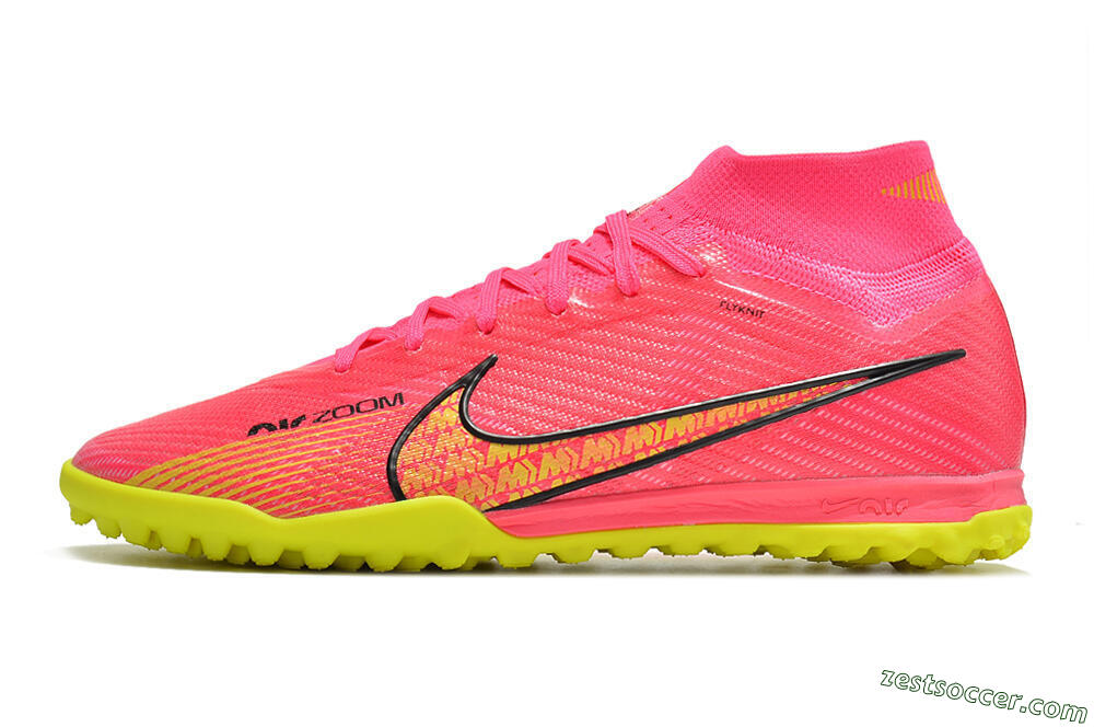 Nike Mercurial Superfly 9 Elite TF High-Tops Soccer Shoes - Pink/Yellow 2