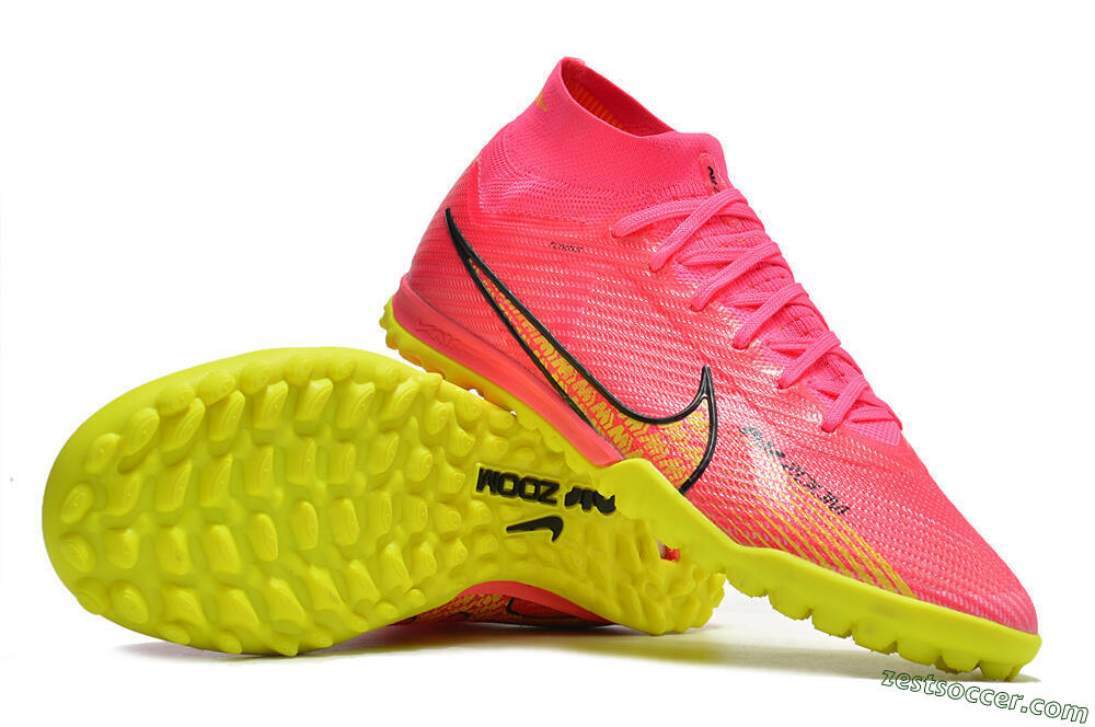 Nike Mercurial Superfly 9 Elite TF High-Tops Soccer Shoes - Pink/Yellow 3
